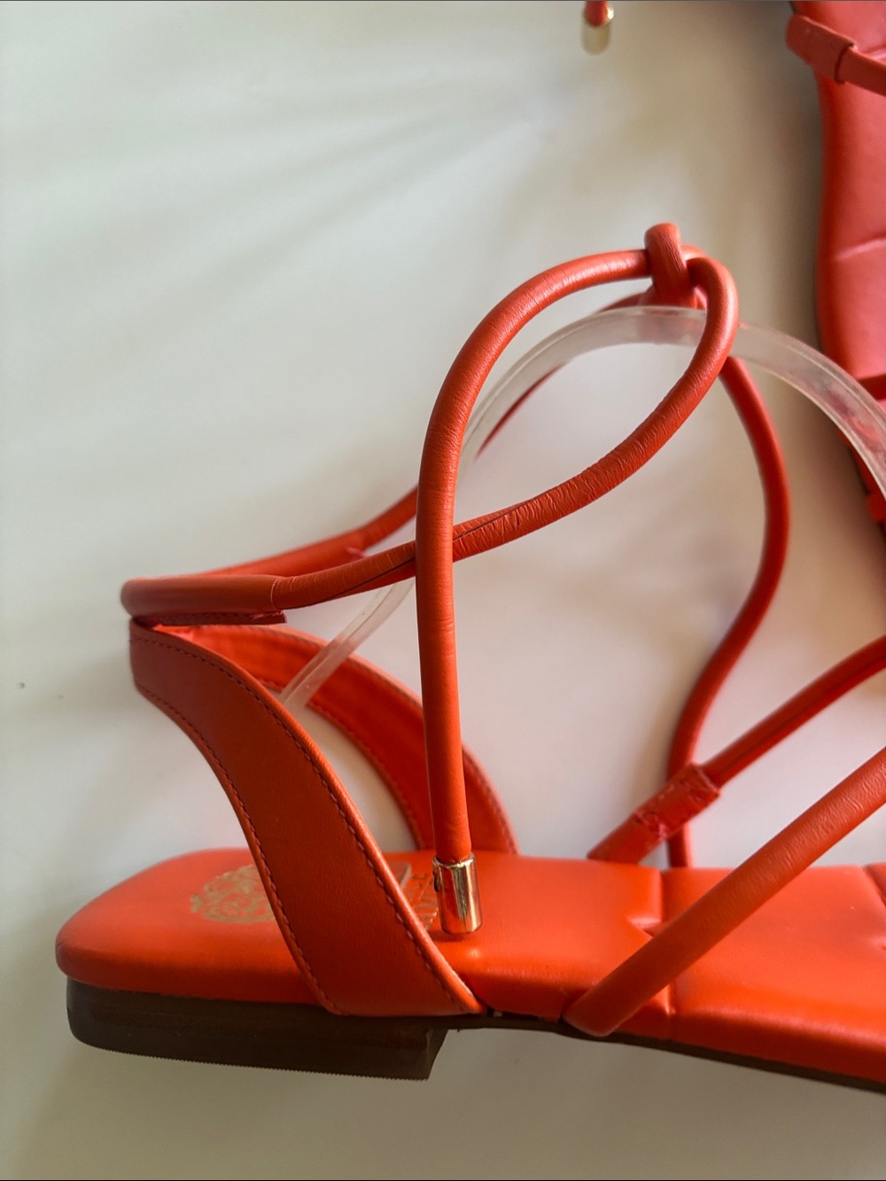 Vince Camuto Orange Knot-Strap Square-Toe Sandals - Picture 4 of 8